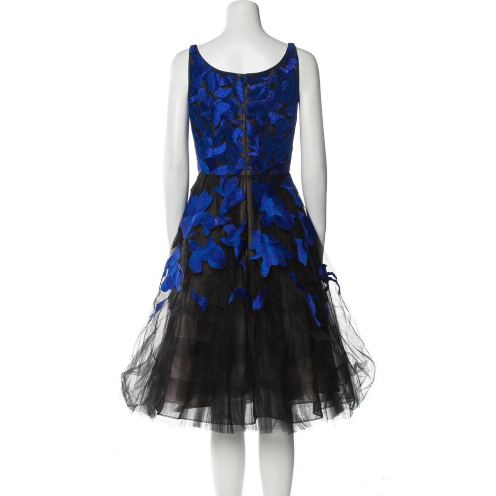 NWOT. $6490 OSCAR DE LA RENTA Embroidered Tulle Cocktail Dress Sz 4 blue - Picture 6 of 16